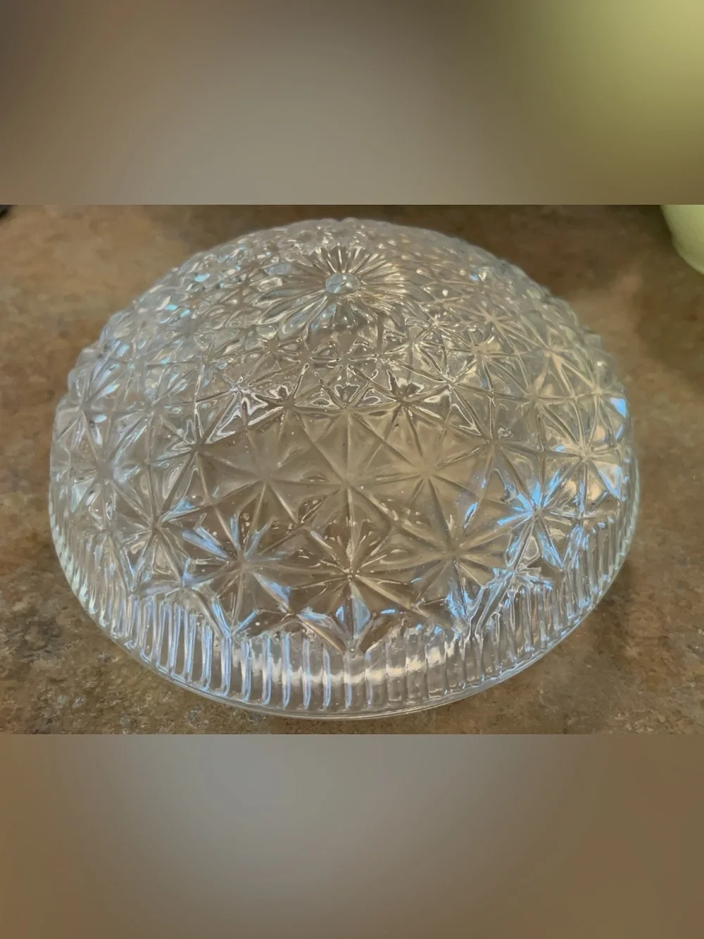 Vintage Pressed Glass Starburst Pattern Ceiling Light Fixture Cover